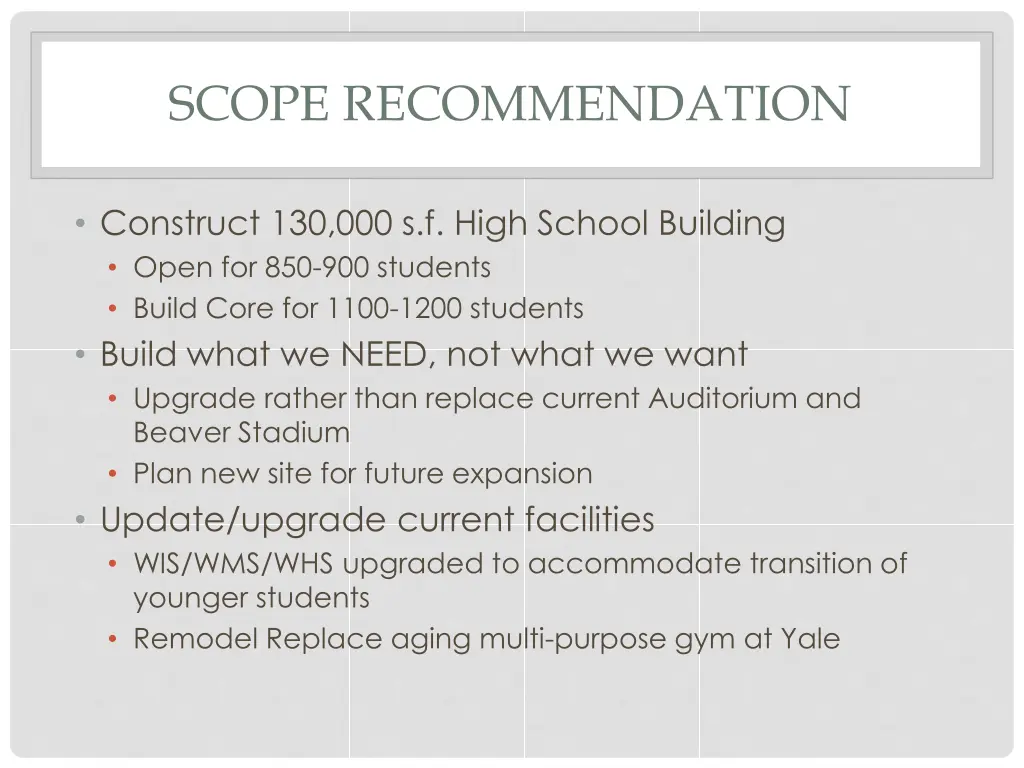scope recommendation