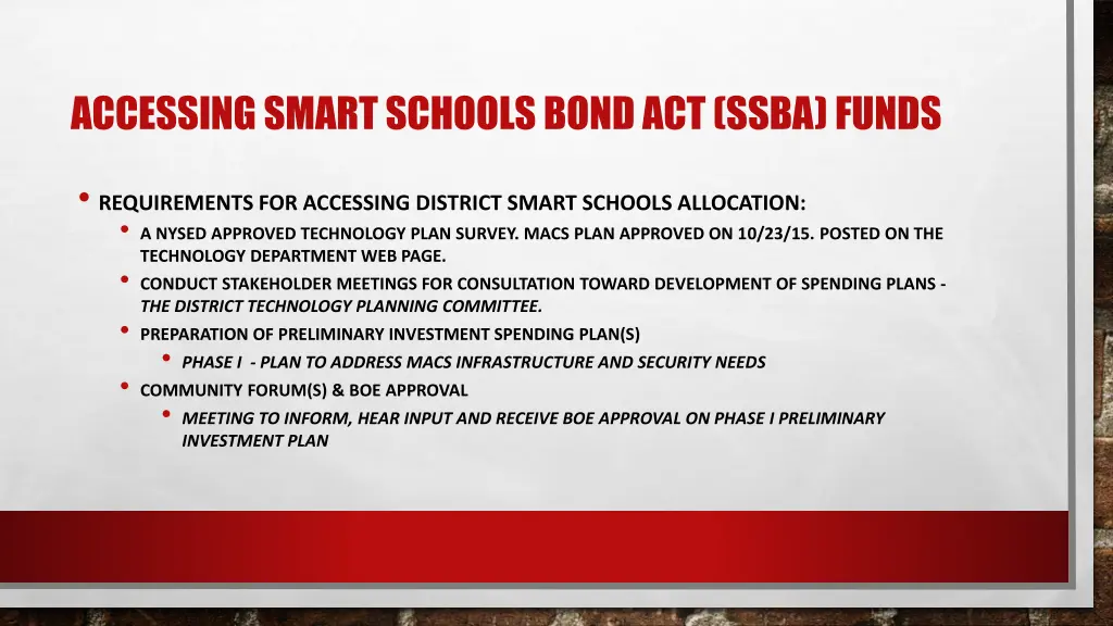 accessing smart schools bond act ssba funds