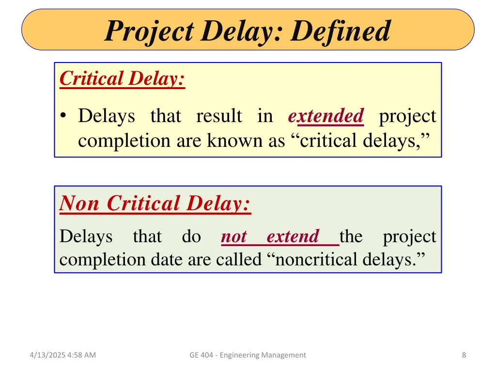 project delay defined 1
