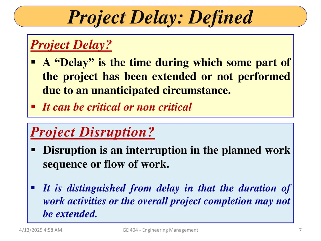 project delay defined