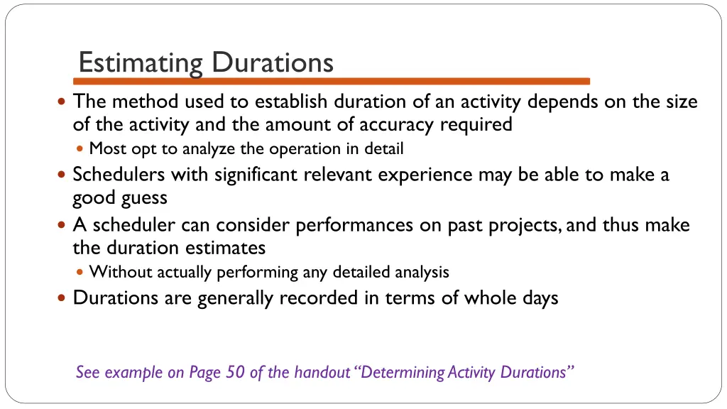 estimating durations