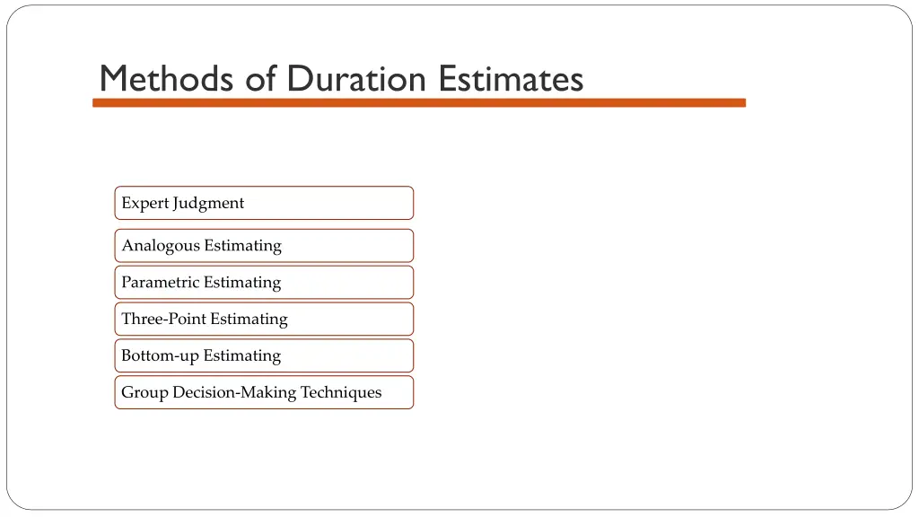 methods of duration estimates