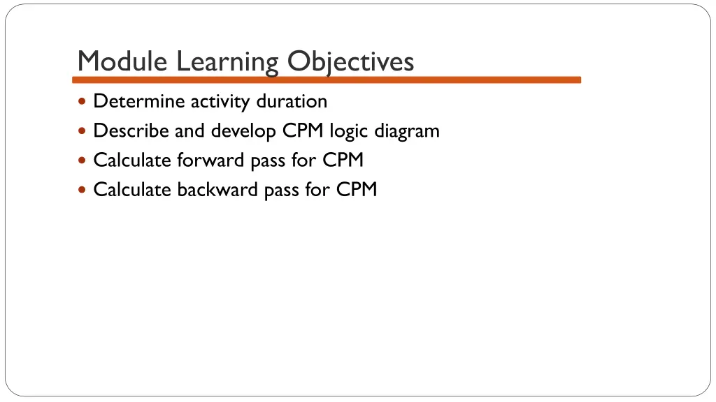 module learning objectives