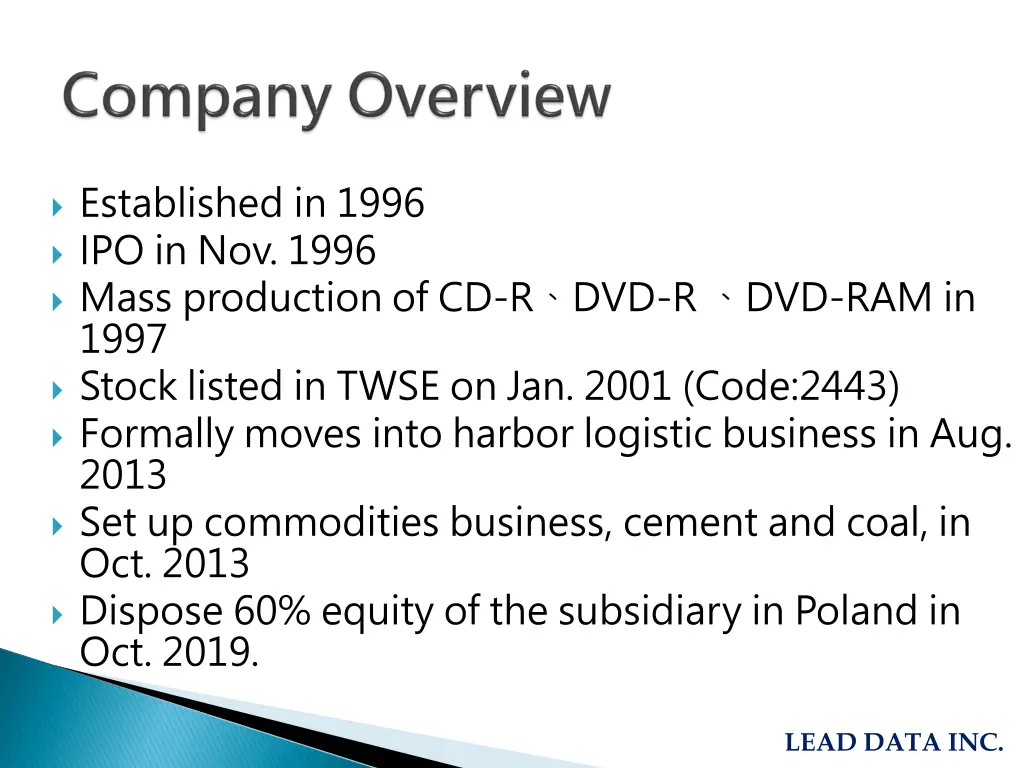 established in 1996 ipo in nov 1996 mass