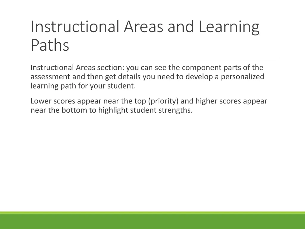 instructional areas and learning paths