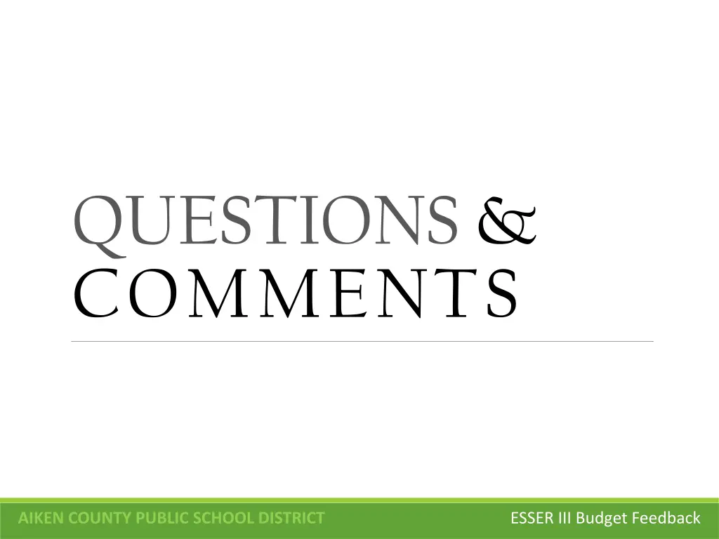 questions comments