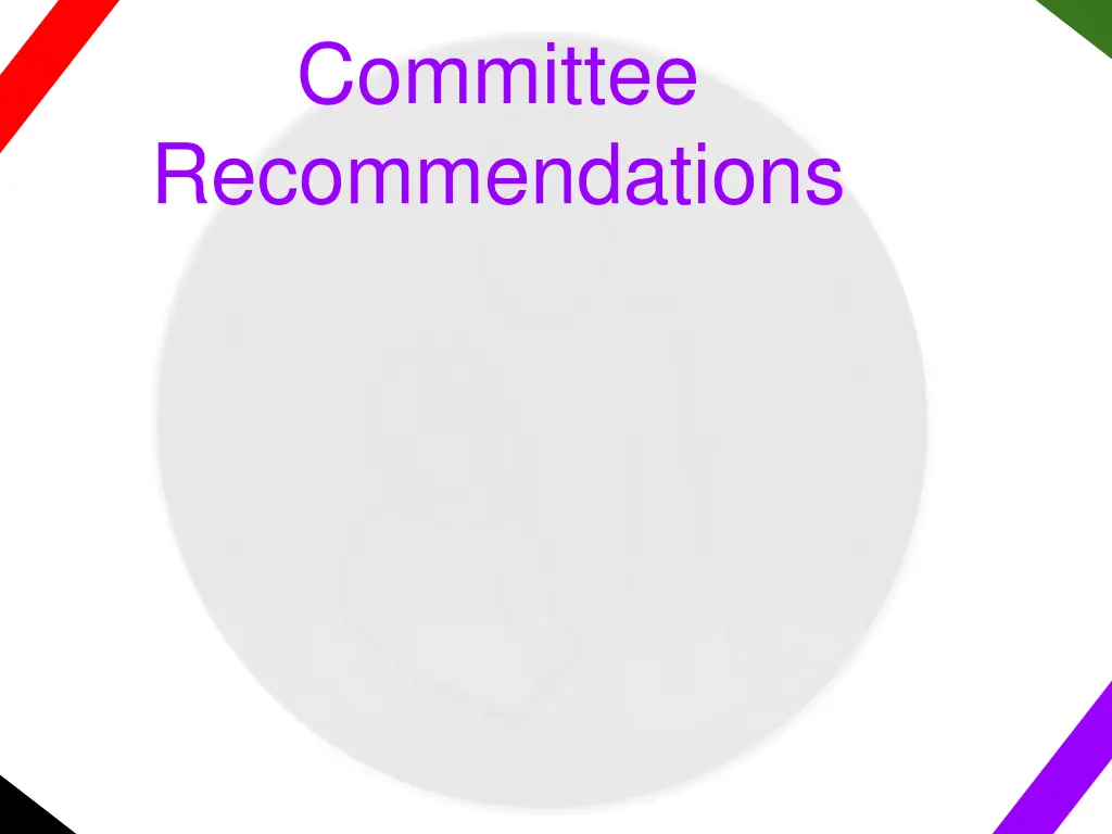 committee recommendations