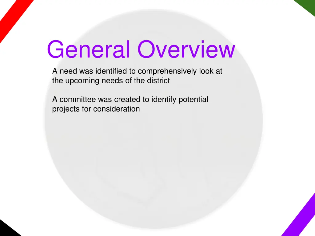 general overview a need was identified 1