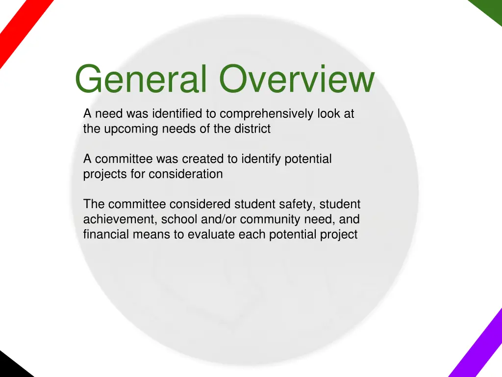 general overview a need was identified 2