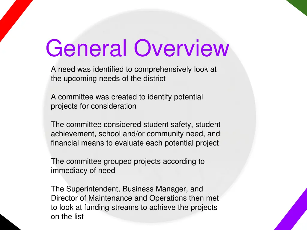 general overview a need was identified 4