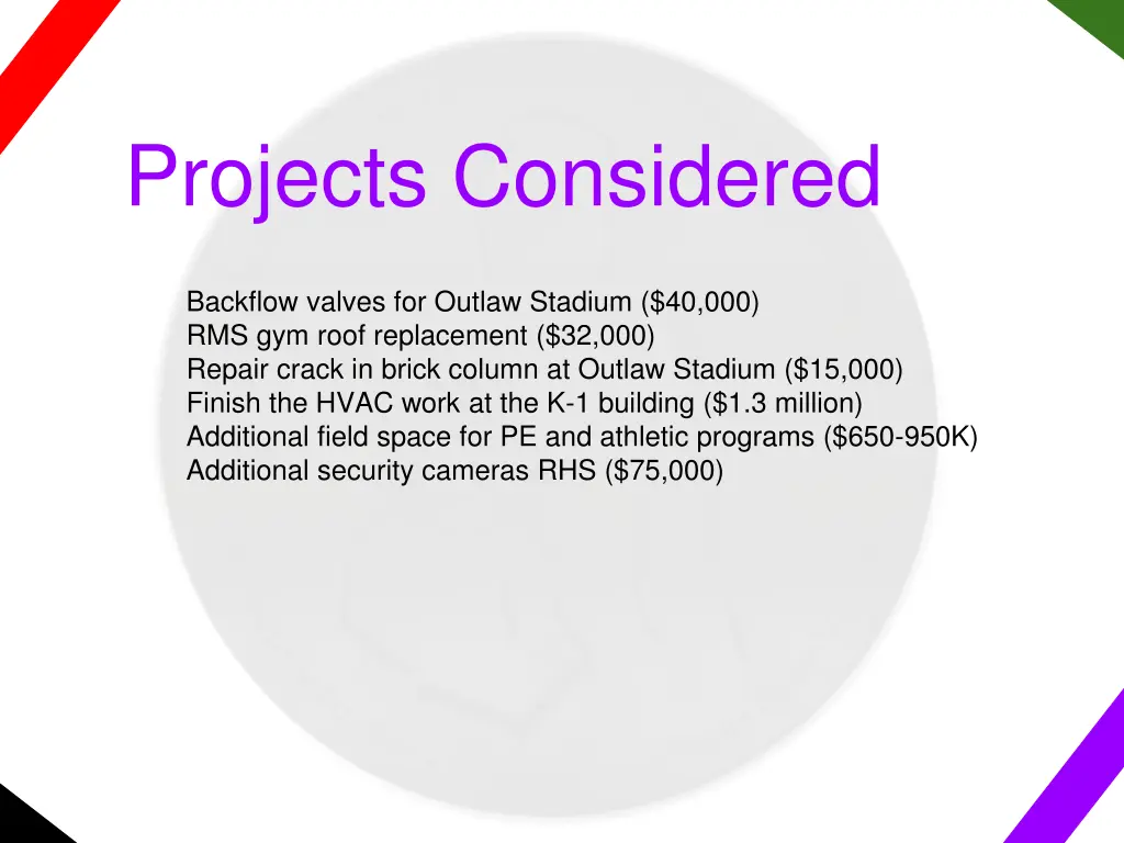 projects considered 5