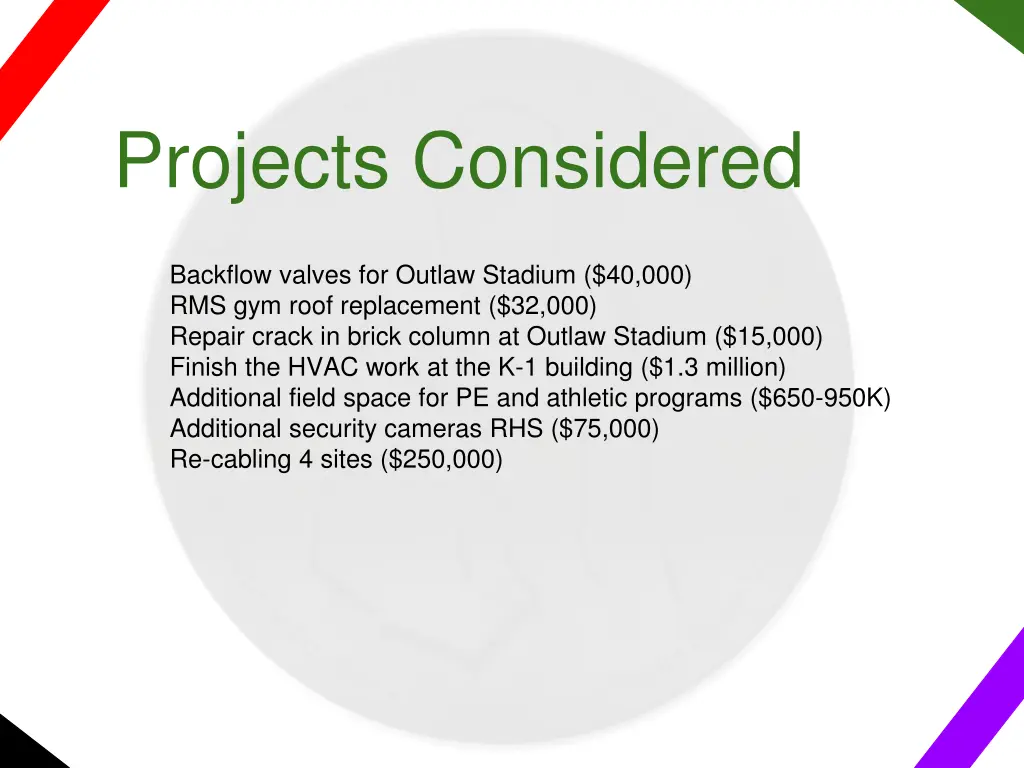 projects considered 6