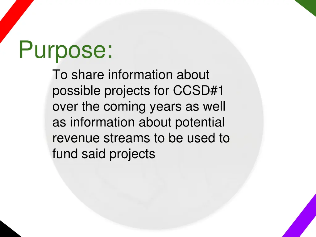 purpose to share information about possible
