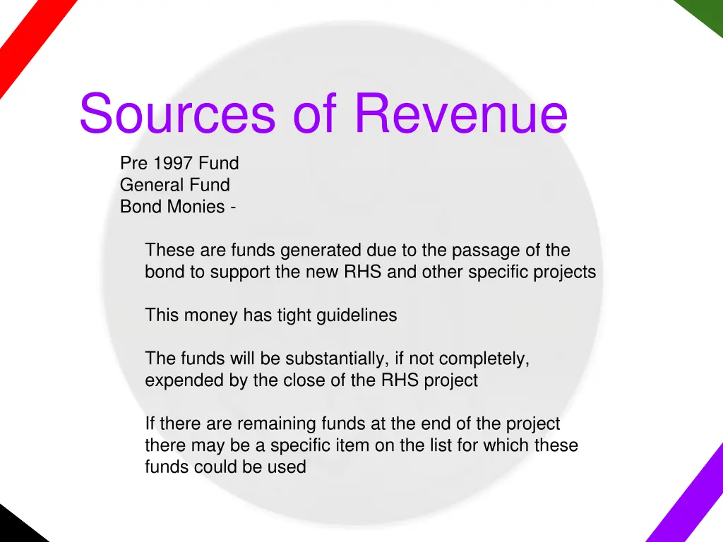 sources of revenue pre 1997 fund general fund 1