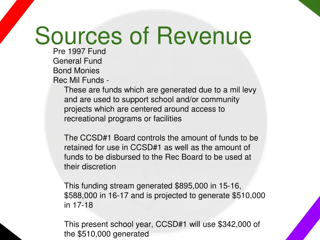 sources of revenue pre 1997 fund general fund 2