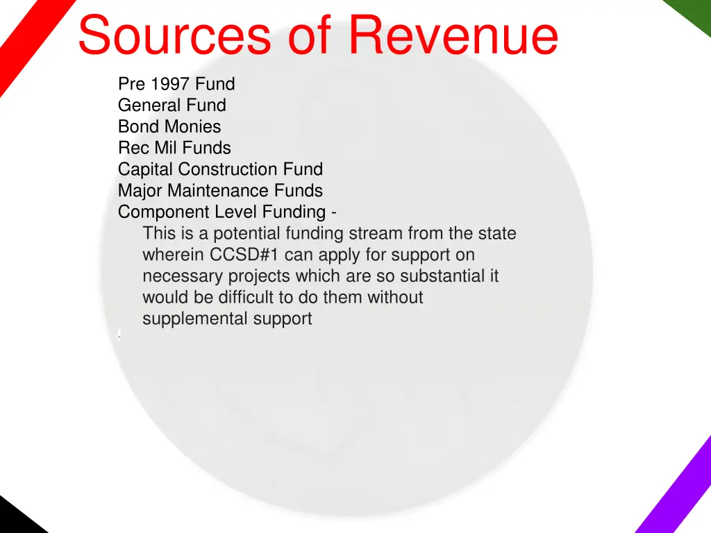 sources of revenue pre 1997 fund general fund 5