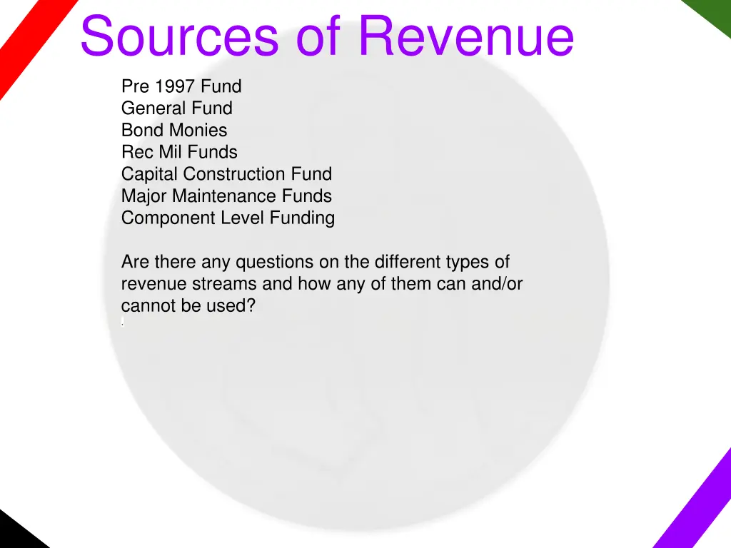 sources of revenue pre 1997 fund general fund 6