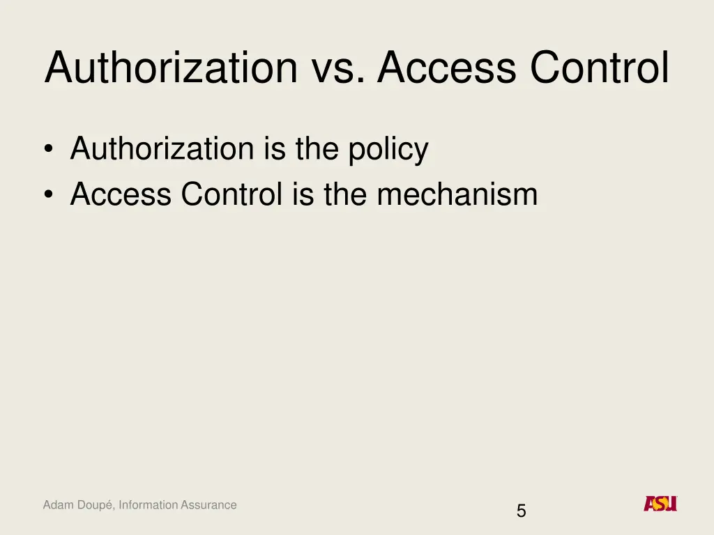 authorization vs access control