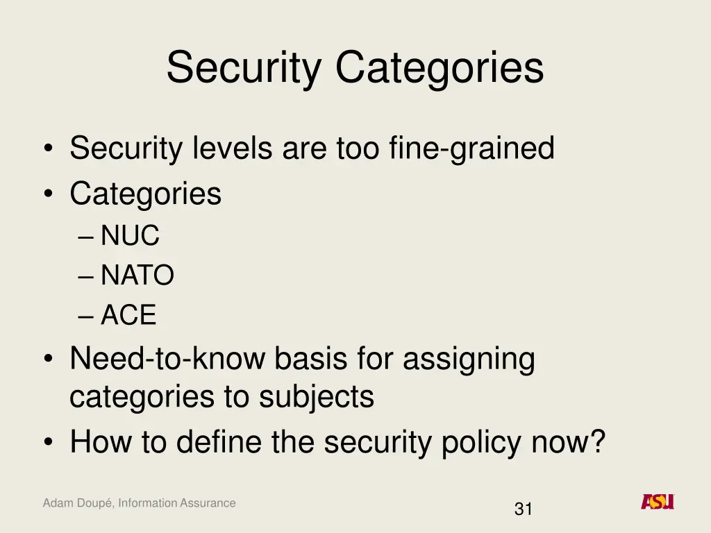 security categories
