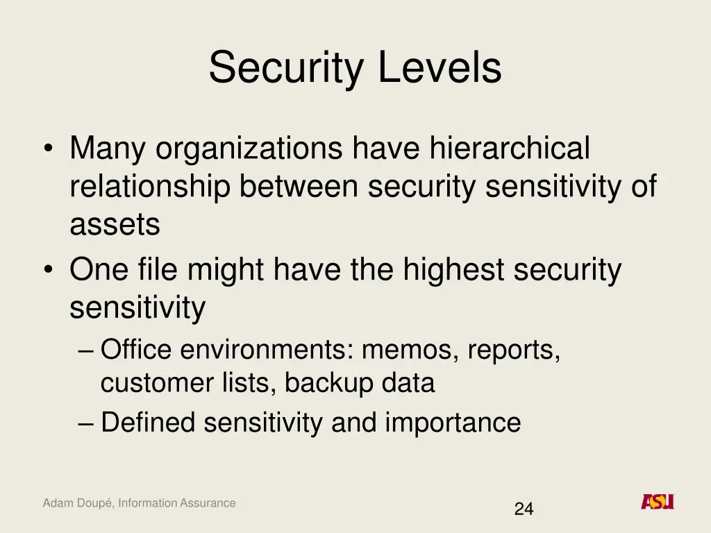 security levels