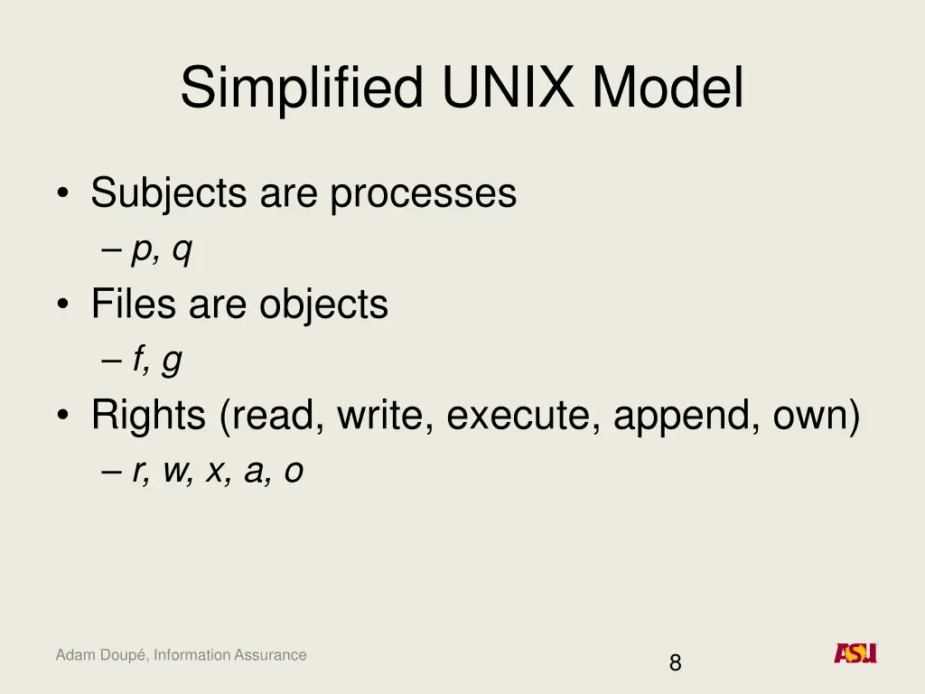 simplified unix model