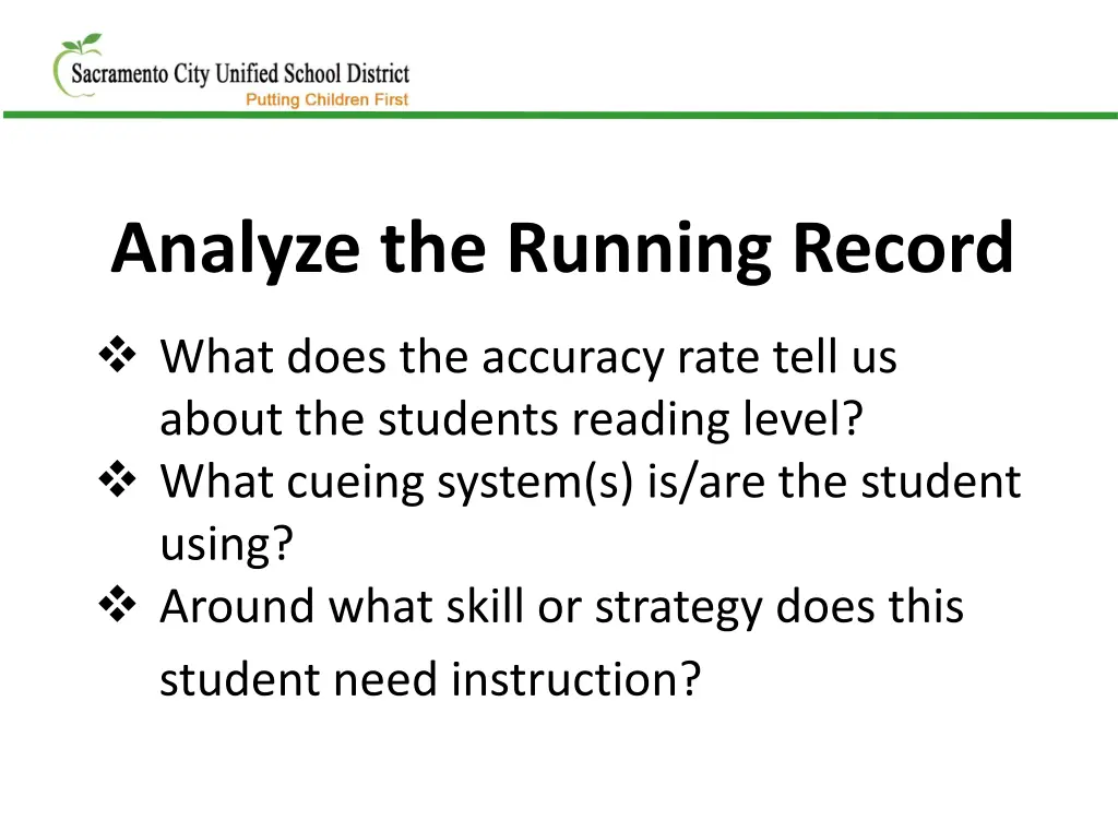 analyze the running record