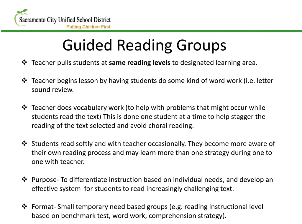 guided reading groups teacher pulls students
