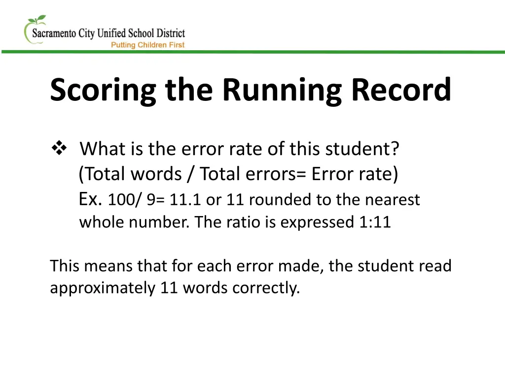 scoring the running record 1
