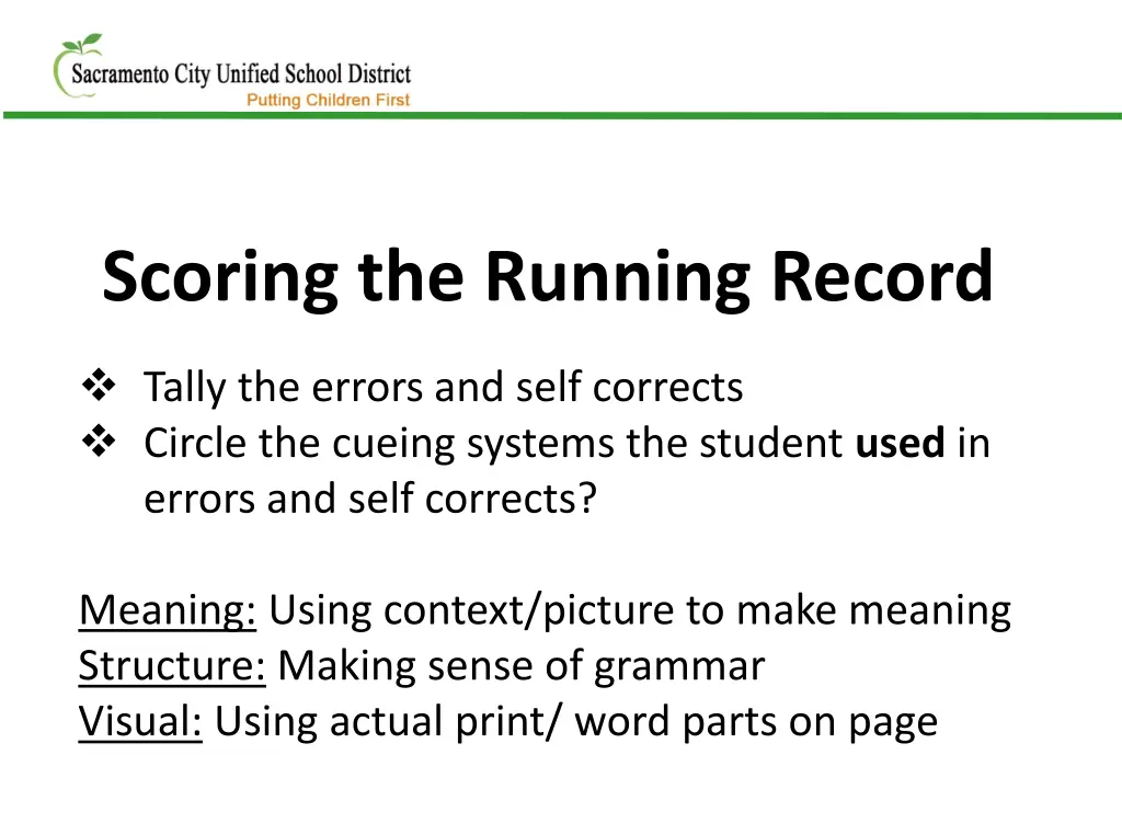 scoring the running record