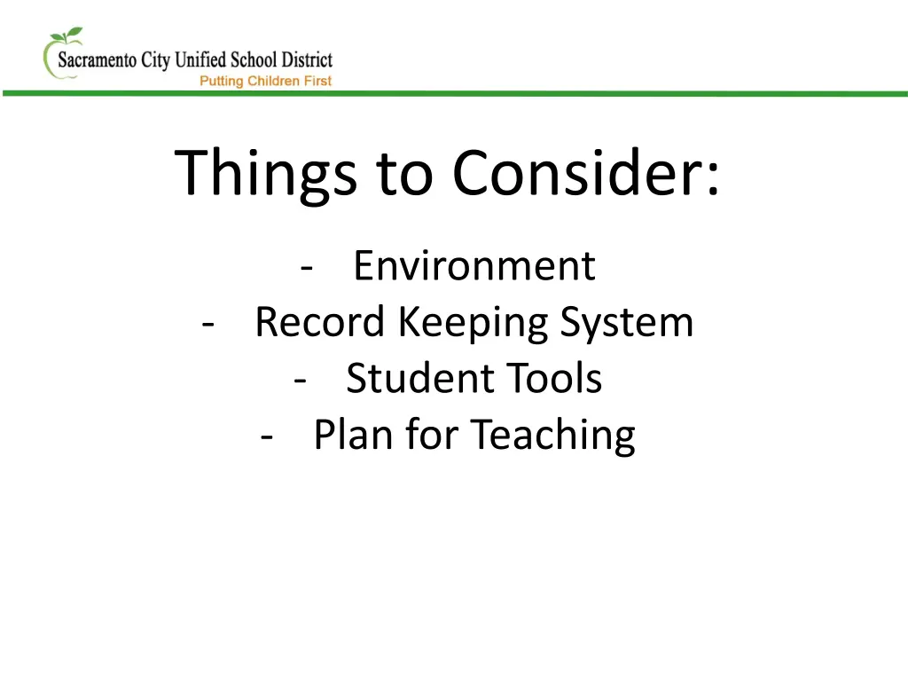 things to consider