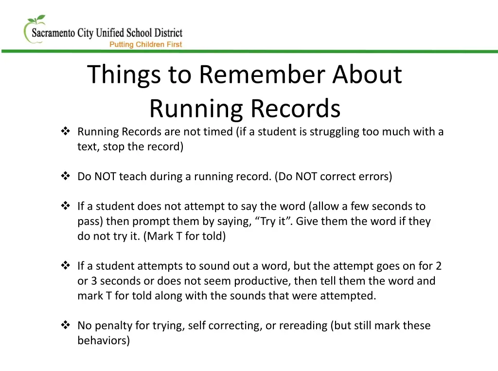 things to remember about running records running