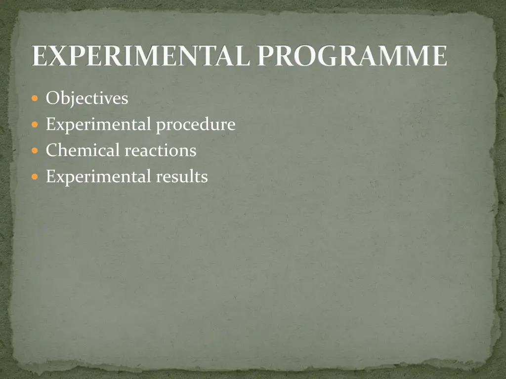 experimental programme