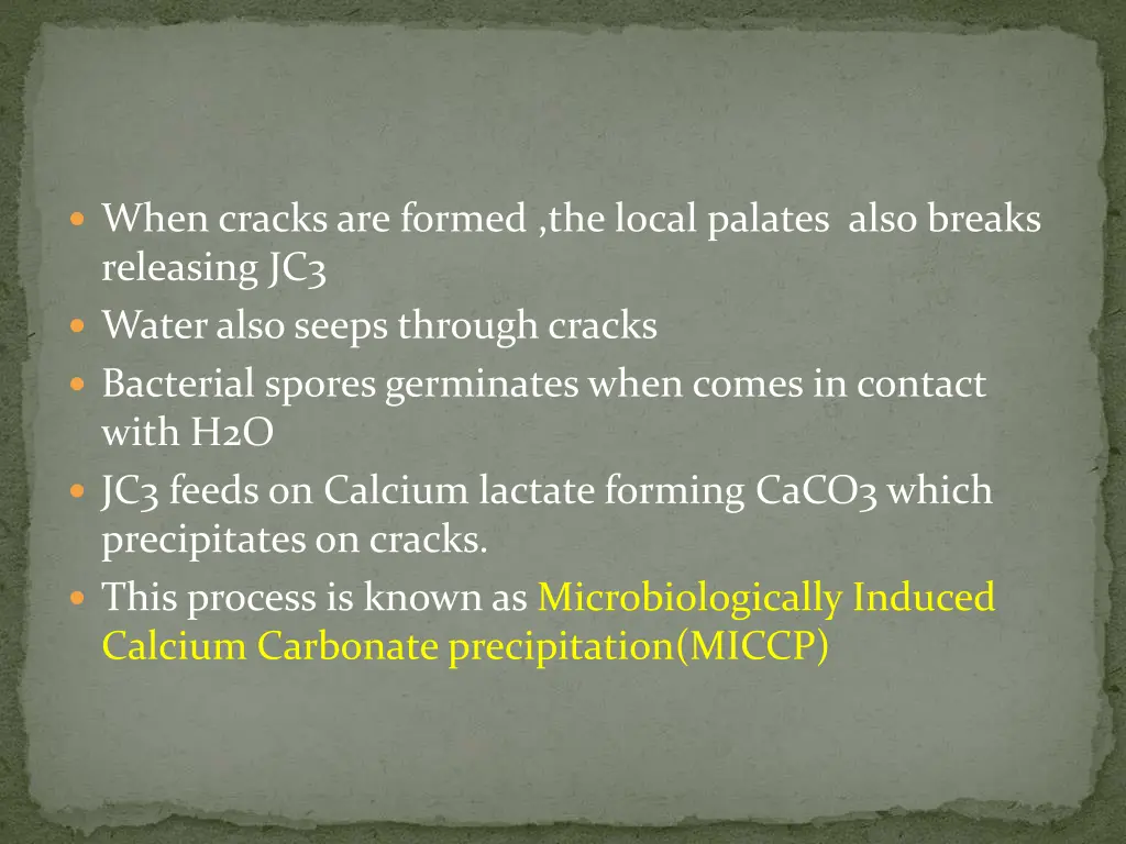 when cracks are formed the local palates also