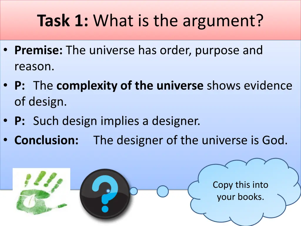task 1 what is the argument