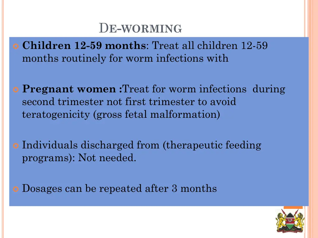 d e worming