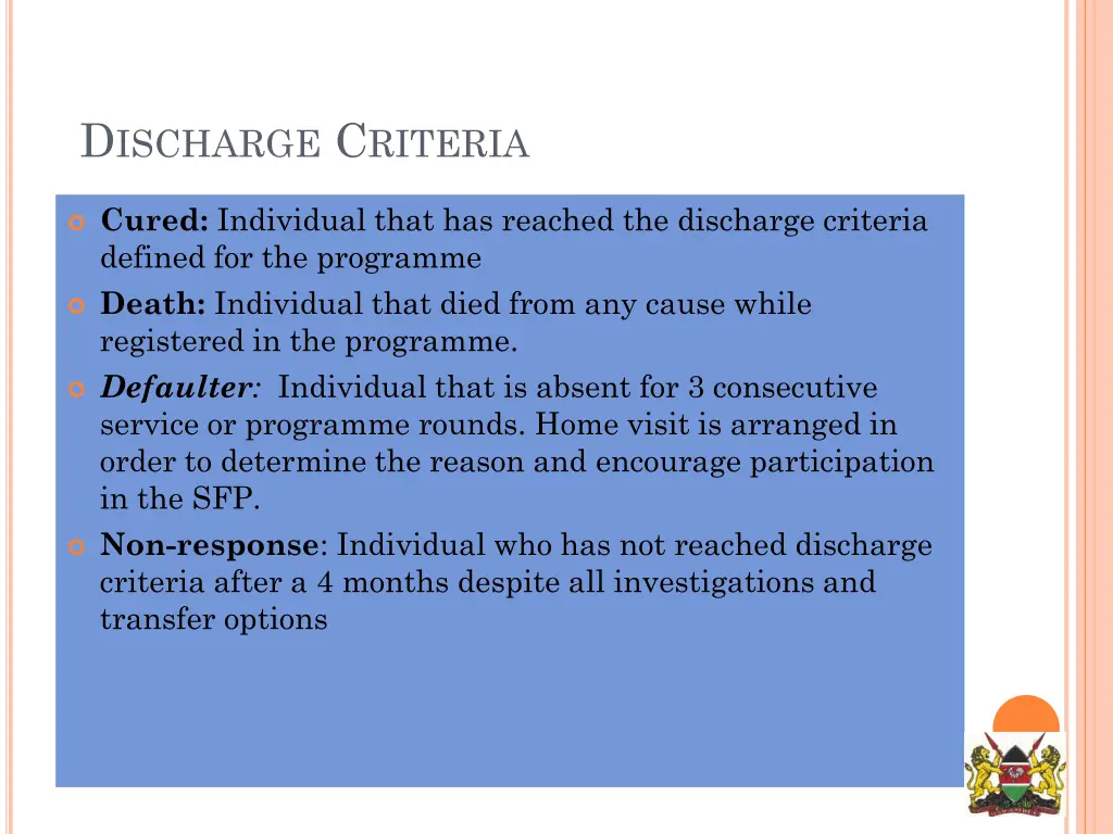 d ischarge c riteria