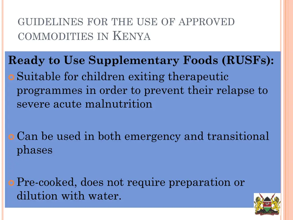 guidelines for the use of approved commodities 3