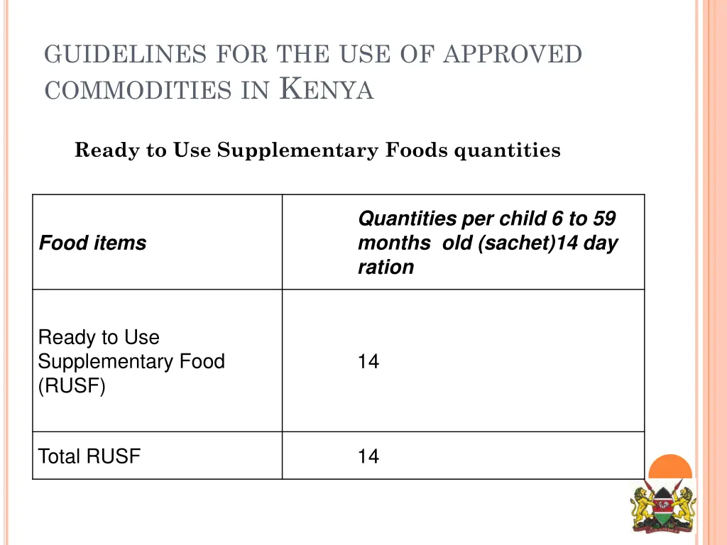 guidelines for the use of approved commodities 4