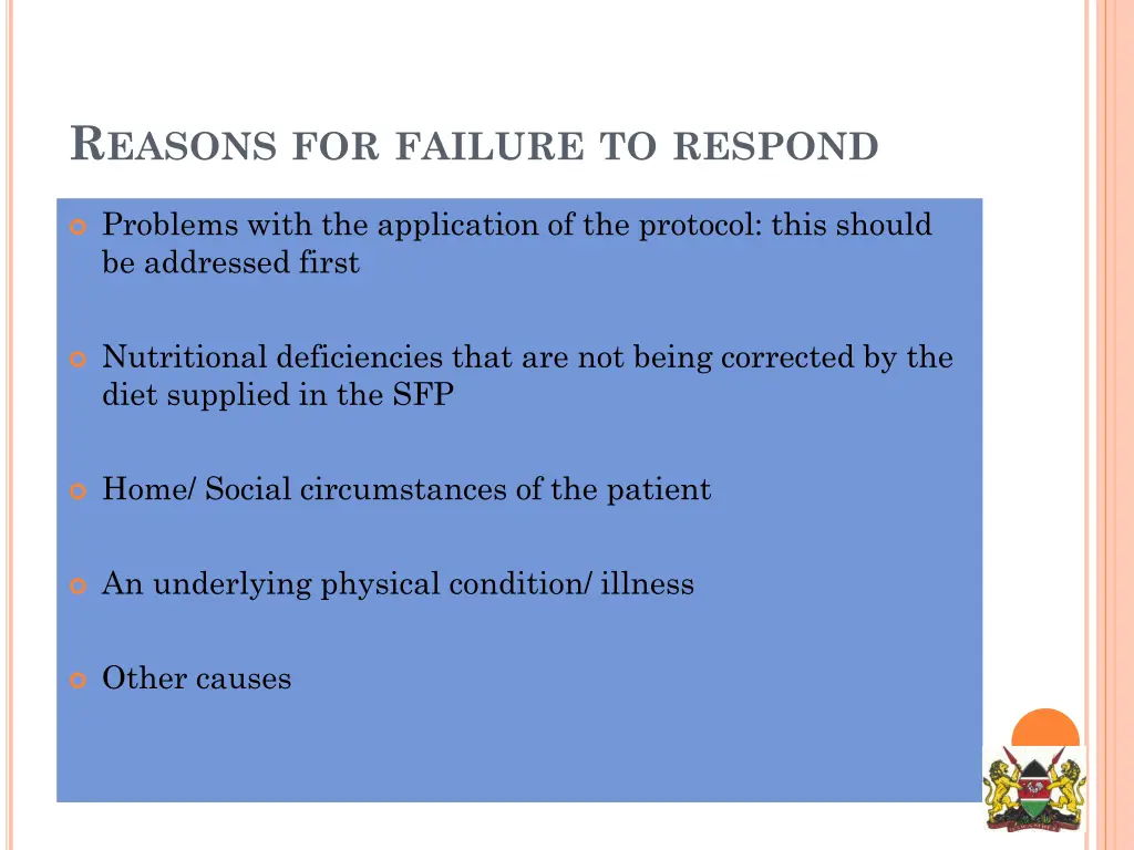 r easons for failure to respond