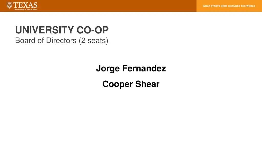 university co op board of directors 2 seats
