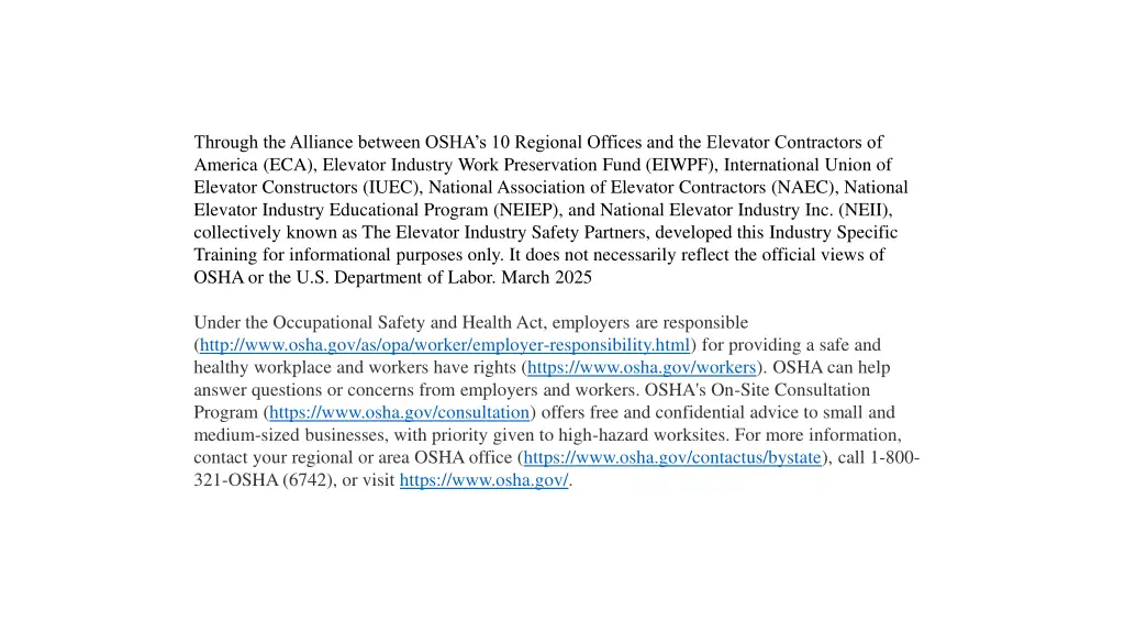 through the alliance between osha s 10 regional