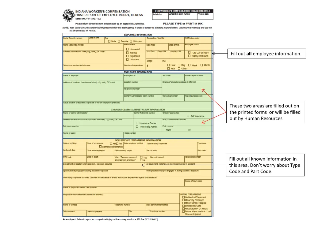fill out all employee information