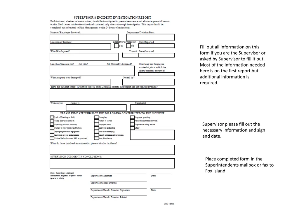 fill out all information on this form