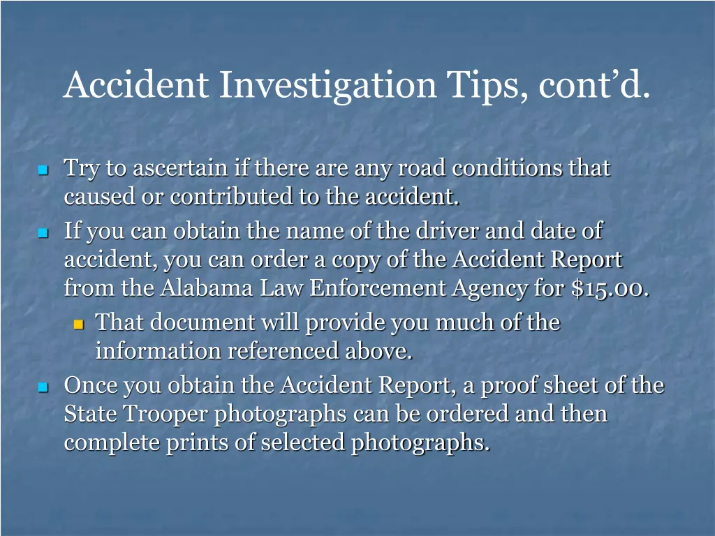accident investigation tips cont d 6