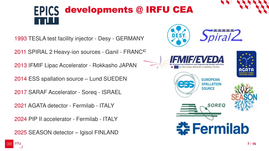 developments @ irfu cea