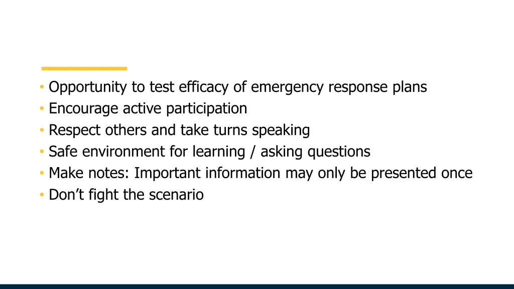 opportunity to test efficacy of emergency