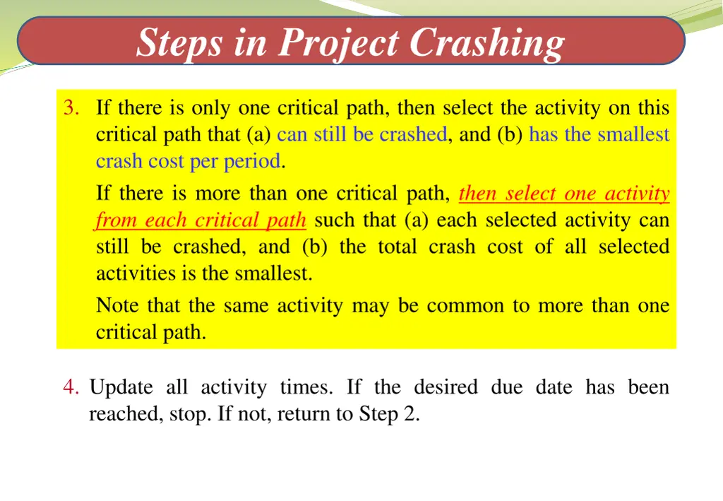 steps in project crashing 1