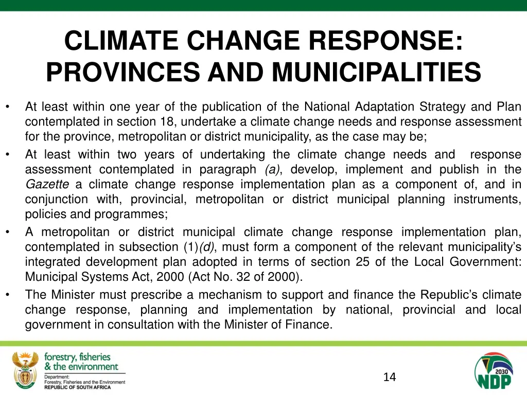 climate change response provinces