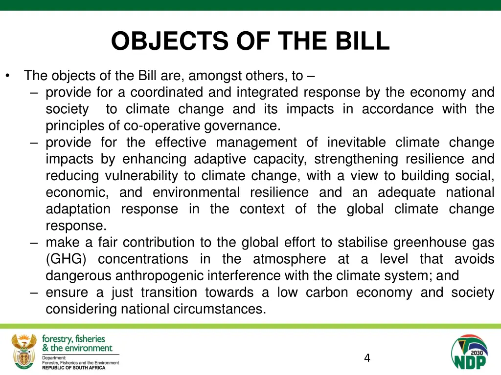 objects of the bill