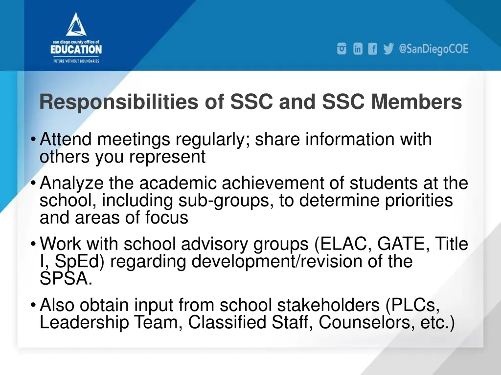 responsibilities of ssc and ssc members